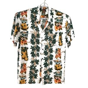 Vintage Hawaiian Pineapple Connection Mens Shirt Rayon Beach Shirt Button Up  XL